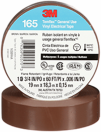 3M TEMFLEX GENERAL USE VINYL ELECTRICAL TAPE 165, BROWN, 19 MM X 18 M (3/4 IN X 60 FT), 0.15 MM (6 MIL)
