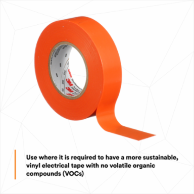 3M™ Temflex™ Vinyl Electrical Tape 165, Orange, 3/4 in x 60 ft (19 mm x 18 m), 6 mil, 100 Rolls/Case