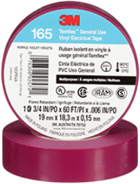 3M TEMFLEX GENERAL USE VINYL ELECTRICAL TAPE 165, PURPLE, 19 MM X 18 M (3/4 IN X 60 FT), 0.15 MM (6 MIL)