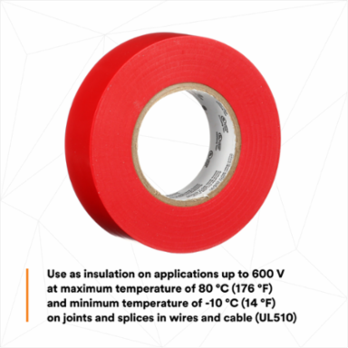 LEX GENERAL USE VINYL ELECTRICAL TAPE 165, RED, 19 MM X 18 M (3/4 IN X 60 FT), 0.15 MM (6 MIL)