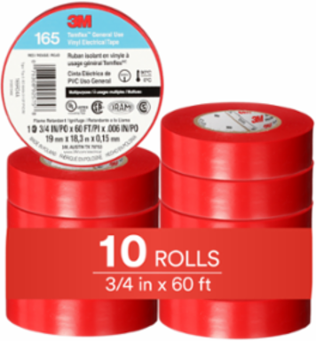 LEX GENERAL USE VINYL ELECTRICAL TAPE 165, RED, 19 MM X 18 M (3/4 IN X 60 FT), 0.15 MM (6 MIL)
