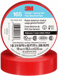 3M TEMFLEX GENERAL USE VINYL ELECTRICAL TAPE 165, RED, 19 MM X 18 M (3/4 IN X 60 FT), 0.15 MM (6 MIL)