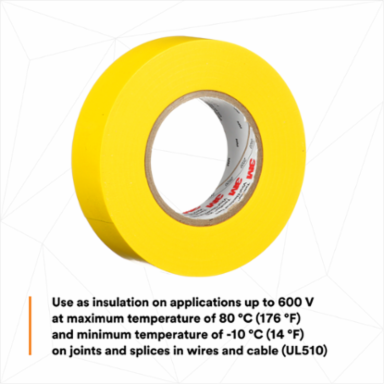 LEX GENERAL USE VINYL ELECTRICAL TAPE 165, YELLOW, 19 MM X 18 M (3/4 IN X 60 FT), 0.15 MM (6 MIL)
