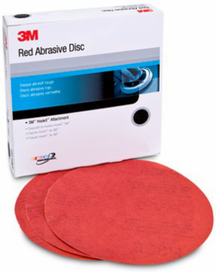 3M Red Abrasive Hookit Disc, 01678, 8 in, 40 grade, 25 discs per carton, 5 cartons per case