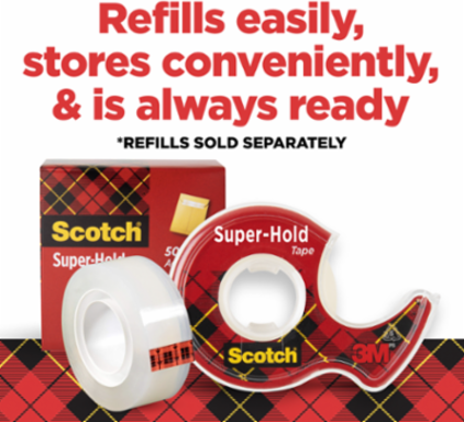 Scotch® Super-Hold Tape, 198-ESF, 3/4 in x 650 in (19 mm x 16.5 m)
