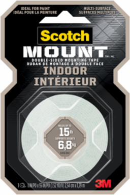 Scotch-Mount™ Indoor Double-Sided Mounting Tape 214H-DC-EF, 1 in x 55 in (2.54 cm x 1.39 m)