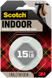 Scotch-Mount™ Indoor Double-Sided Mounting Tape 214H-DC-EF, 1 in x 55 in (2.54 cm x 1.39 m)