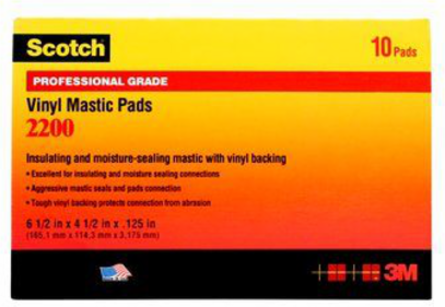 Scotch Vinyl Mastic Pad, 3-1/4 Inch x 4-1/2 Inch, 125 mil, 600V, 10 Pads/Carton