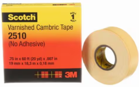 SCOTCH ELECTRICAL INSULATING VARNISHED CAMBRIC TAPE, 2510, YELLOW, 7 MIL (0.18 MM), 2 IN X 36 YD (50.8 MM X 32.9 M)