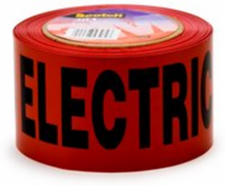 Scotch Buried Barricade Tape - Red, 3 Inch Width, 4 mil Thickness, 1000 Linear Foot Length