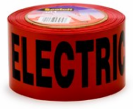 Scotch Buried Barricade Tape - Red, 3 Inch Width, 4 mil Thickness, 1000 Linear Foot Length
