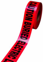 Scotch Buried Barricade Tape, 3 Inch x 300 ft, 4 mil, Red, 16 Rolls/Case