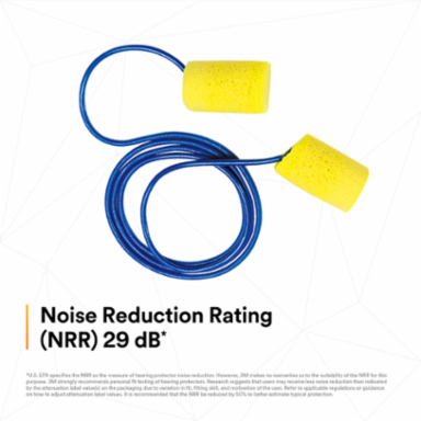 3M™ E-A-R™ Classic™ Earplugs 311-1101, Corded, Poly Bag, 2000 Pair/Case