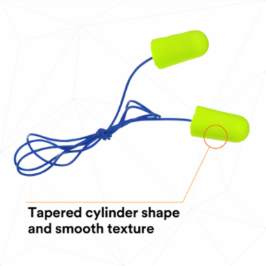 3M™ E-A-Rsoft™ Yellow Neons™ Earplugs 311-1251, Corded, Poly Bag, Large Size, 2000 Pair/Case