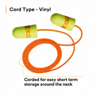3M™ E-A-Rsoft™ SuperFit™ Earplugs 311-1254, Corded, Poly Bag, Regular Size, 2000 Pair/Case