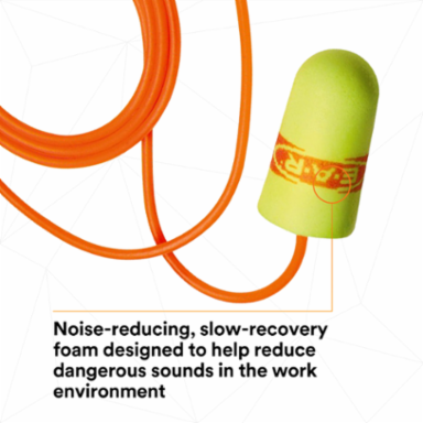 3M™ E-A-Rsoft™ SuperFit™ Earplugs 311-1254, Corded, Poly Bag, Regular Size, 2000 Pair/Case