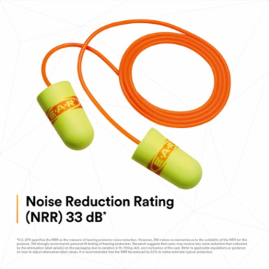 3M™ E-A-Rsoft™ SuperFit™ Earplugs 311-1254, Corded, Poly Bag, Regular Size, 2000 Pair/Case