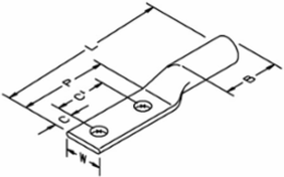 3M™ Scotchlok™ Copper Two Hole Long Barrel Lug 31141, up to 35 kV, 3/0 AWG, Orange, 10/Case