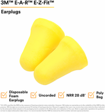 3M™ E-A-R™ E-Z-Fit™ Earplugs 312-1208, Uncorded, PolyBag, 2000 Pair/Case