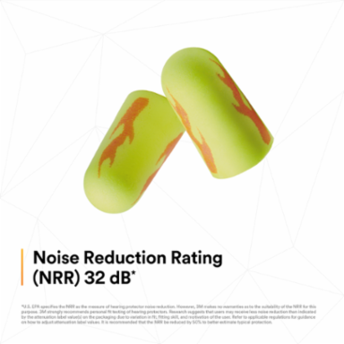 3M™ E-A-Rsoft™ Yellow Neon Blasts™ Earplugs 312-1252, Uncorded, Poly Bag, Regular Size, 2000 Pair/Case