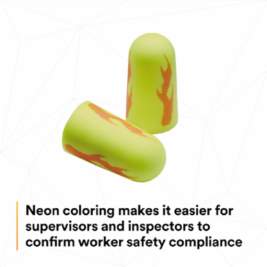 3M™ E-A-Rsoft™ Yellow Neon Blasts™ Earplugs 312-1252, Uncorded, Poly Bag, Regular Size, 2000 Pair/Case