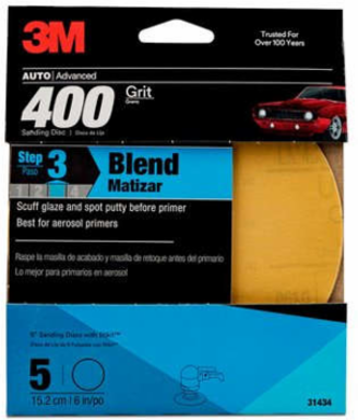 Sanding Disc, 6 Inch, 400 Grit, Aluminum Oxide, Stikit Attachment, 20 Discs per Case