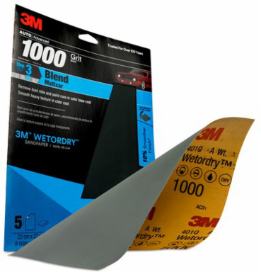 3M Wetordry Sandpaper, 32021, 1000 Grit, 9 inch x 11 inch, 5 per pack, 20 per case