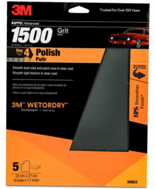 3M Wetordry Sandpaper, 32023, 1500 Grit, 9 inch x 11 inch