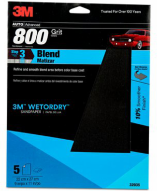 3M Wetordry Sandpaper, 32035, 800 Grit, 9 inch x 11 inch