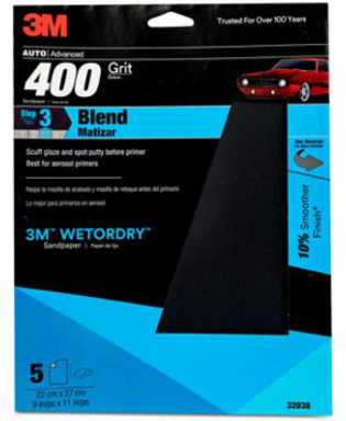 3M Wetordry Sandpaper, 32038, 400 Grit, 9 inch x 11 inch