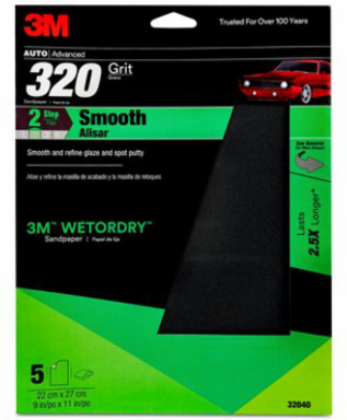 3M Wetordry Sandpaper, 32040, 320 Grit, 9 inch x 11 inch