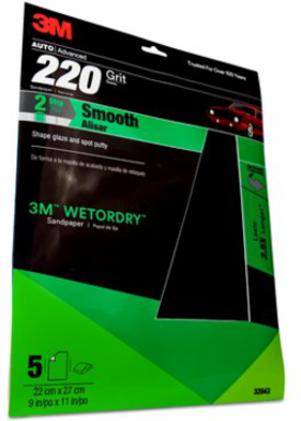 3M Wetordry Sandpaper, 32043, 9 in x 11 in, 220 grit