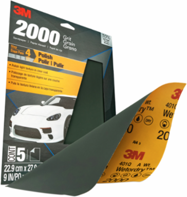 3M™ Wetordry™ Sandpaper, 32044, 2000 Grit, 9 in x 11 in, 5 per pack, 20 per case