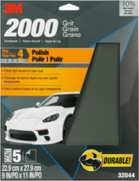 3M™ Wetordry™ Sandpaper, 32044, 2000 Grit, 9 in x 11 in, 5 per pack, 20 per case