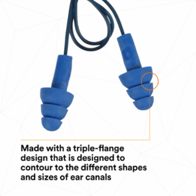 3M™ E-A-R™ UltraFit™ Earplugs 340-4007, Metal Detectable, Corded, Poly Bag, 400 Pair/Case