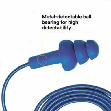 3M™ E-A-R™ UltraFit™ Earplugs 340-4007, Metal Detectable, Corded, Poly Bag, 400 Pair/Case