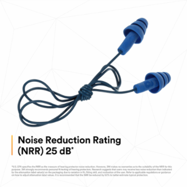 3M™ E-A-R™ UltraFit™ Earplugs 340-4007, Metal Detectable, Corded, Poly Bag, 400 Pair/Case