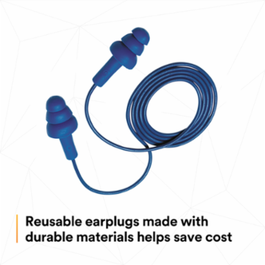 3M™ E-A-R™ UltraFit™ Earplugs 340-4007, Metal Detectable, Corded, Poly Bag, 400 Pair/Case