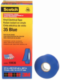 SCOTCH VINYL COLOUR CODING ELECTRICAL TAPE, 35, BLUE, 7 MIL (0.18 MM), 3/4 IN X 66 FT (19.1 MM X 20.1 M)