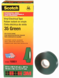 SCOTCH VINYL COLOUR CODING ELECTRICAL TAPE, 35, GREEN, 7 MIL (0.18 MM), 3/4 IN X 66 FT (19.1 MM X 20.1 M), PROFESSIONAL GRADE