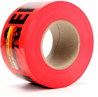 Scotch Barricade Tape, 3 Inch x 1000 Ft, Red, 2 mil Thick, 8 Rolls/Case