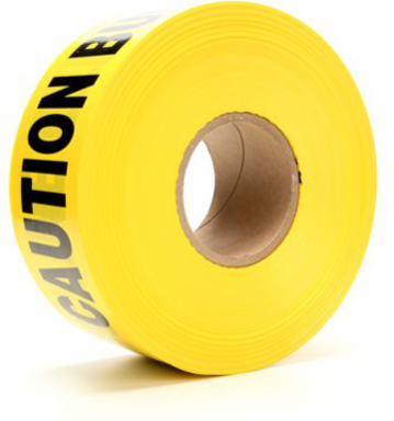Scotch Buried Barricade Tape, 3 Inch x 1000 ft, 4 mil Thick, Yellow, 8 Rolls/Case