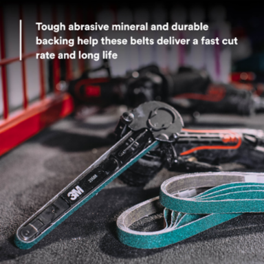 3M™ Green Corps™ Abrasive File Belt 36518, 80 Grit, 1/2 in x 18 in (12.7 mm x 457.2 mm), 20 Belts/Carton, 5 Cartons/Case