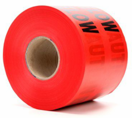 Scotch Buried Barricade Tape, 6 Inch x 1000 ft, 4 mil, Red, 4 Rolls/Case