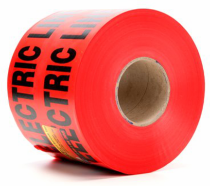 Scotch Buried Barricade Tape, 6 Inch x 1000 ft, 4 mil, Red, 4 Rolls/Case