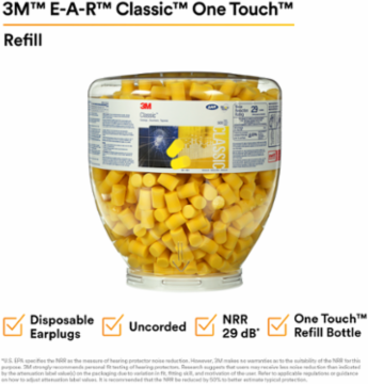 3M™ E-A-R™ Classic™ One Touch™ Refill 391-1001, 2000 EA/Case