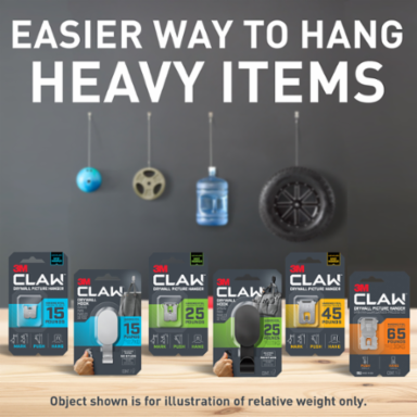 3M CLAW™ Drywall Picture Hanger 15 lb with Temporary Spot Marker 3PH15M-1EF, 1 hanger, 1 marker