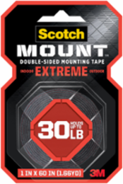 Scotch-Mount™ Extreme Double-Sided Mounting Tape 414H-DC-EF, 1 in x 60 in (2.54 cm x 1.52 m)