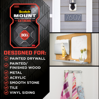 Scotch® Extreme Double-Sided Mounting Tape 414S-48-ESF, 1 in x 48 in (2.54 cm x 1.21 m)