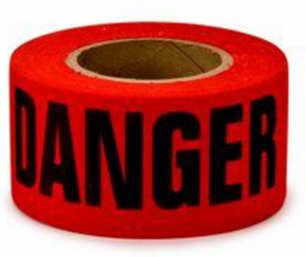 Scotch Repulpable Barricade Tape 3 Inch x 150 ft, DANGER, 10 mil, 8 Rolls